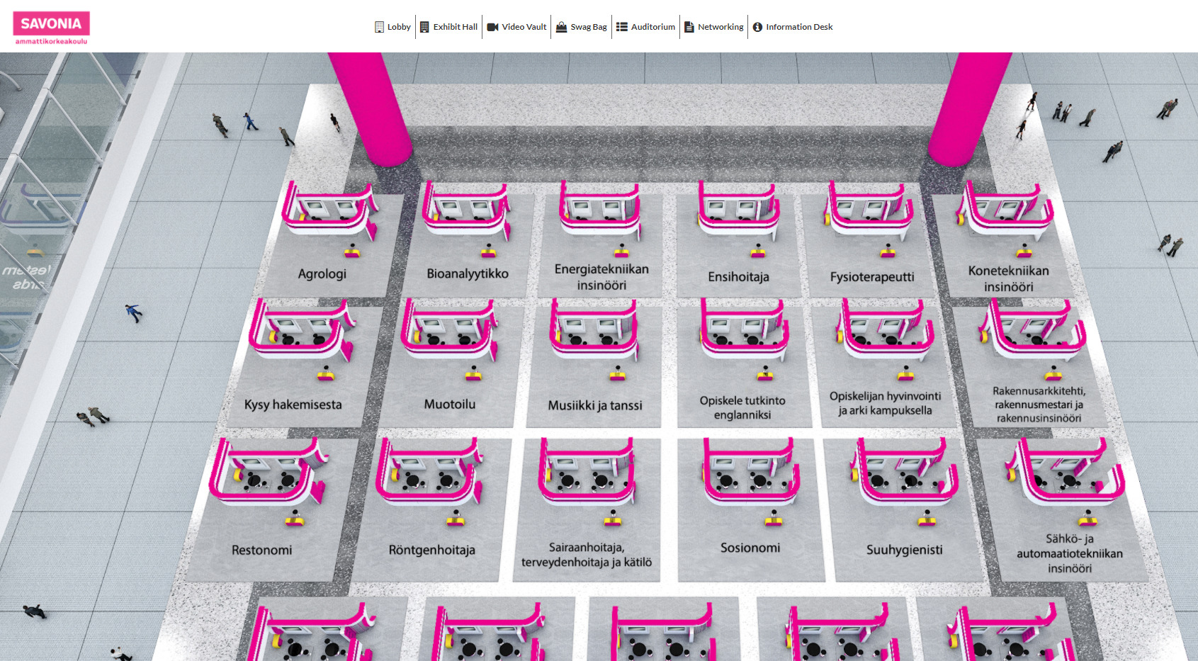 Kuva virtuaalisesta messuhallista.