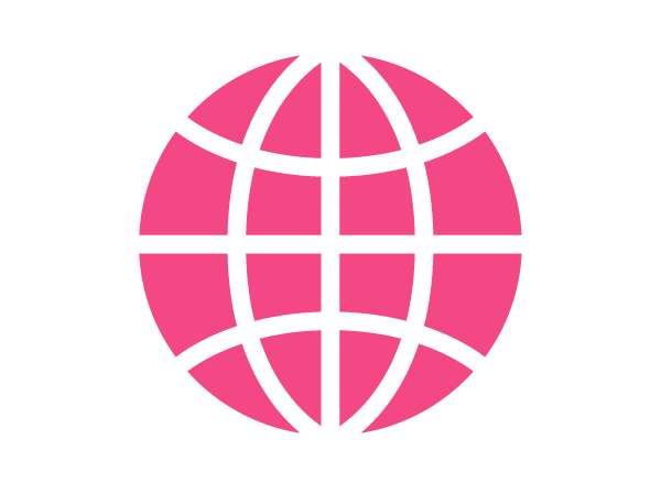 Pink spherical icon of a web.