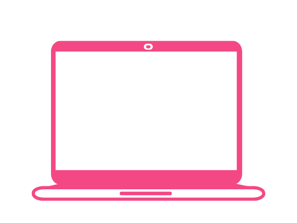 Pink icon of a laptop.