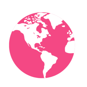 Pink icon of a the world.