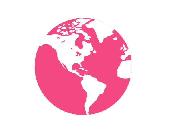 Pink icon of a the world.