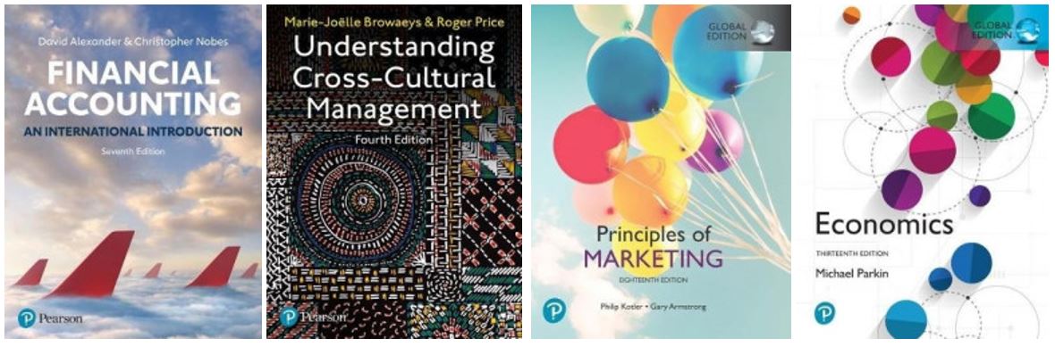 The covers of Pearson e-books