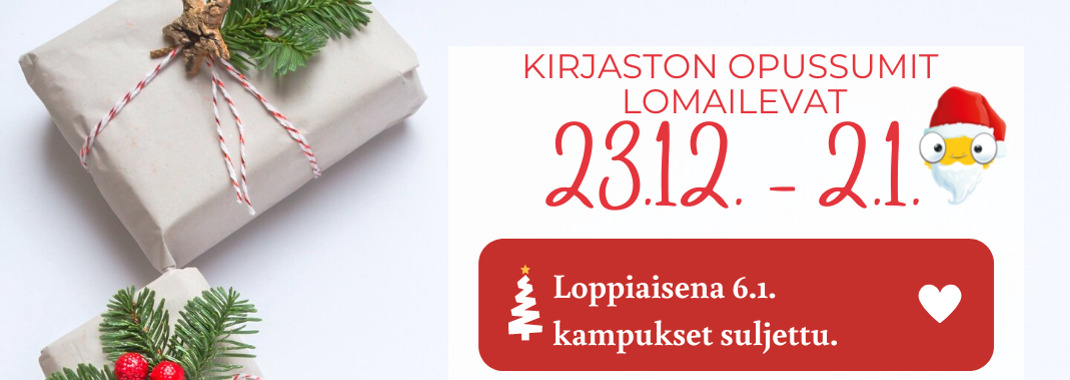 Kirjasto lomailee 23.12. – 2.1.