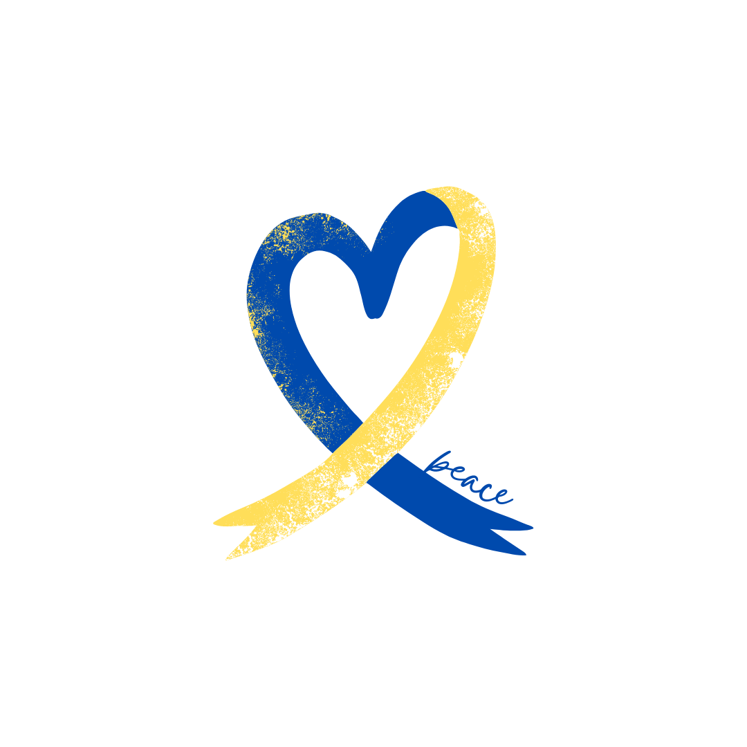 Ukrainan lipun värinen sydän.