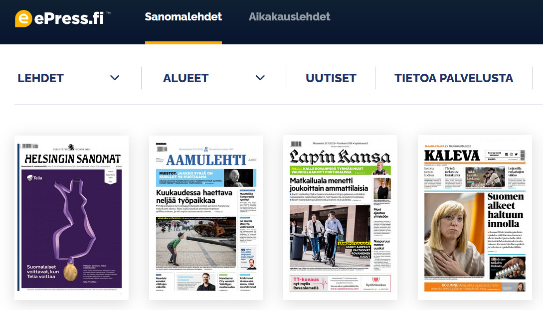 ePress-sanomalehtipalvelu nyt savonialaisten käytössä