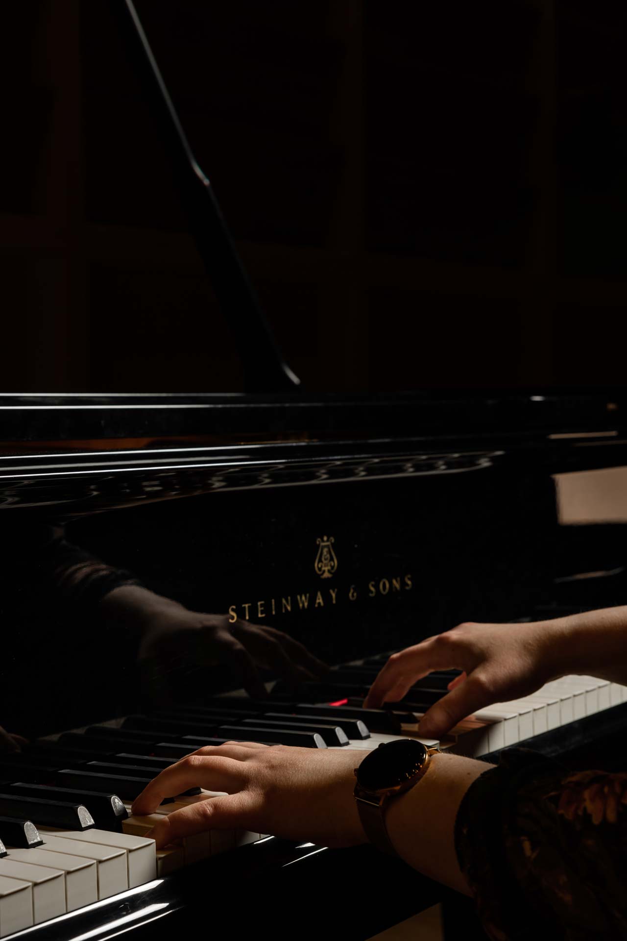 Pianisti soittaa flyygeliä.