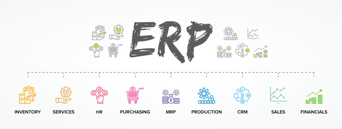 Erp,-,Enterprise,Resource,Planning,Vector,Structure/,Module/,Workflow,Icon.