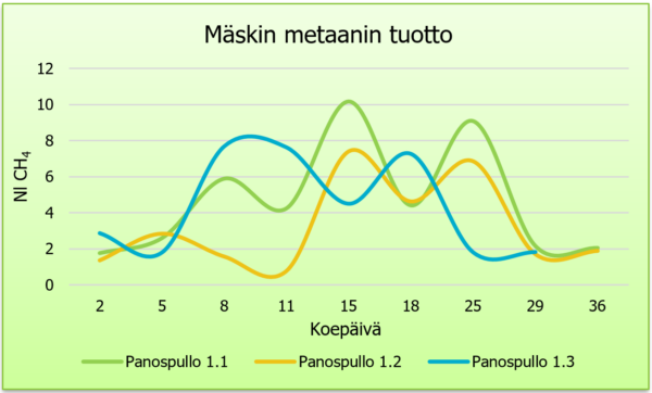 Mäskin metaanin tuotto.