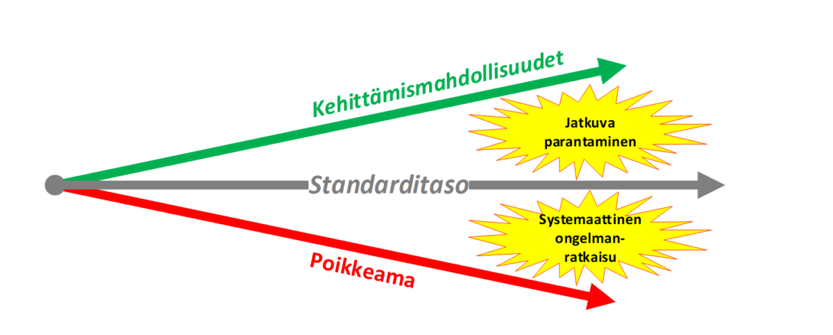 Kuvio 1. Jatkuva parantaminen ja systemaattinen ongelmanratkaisu.