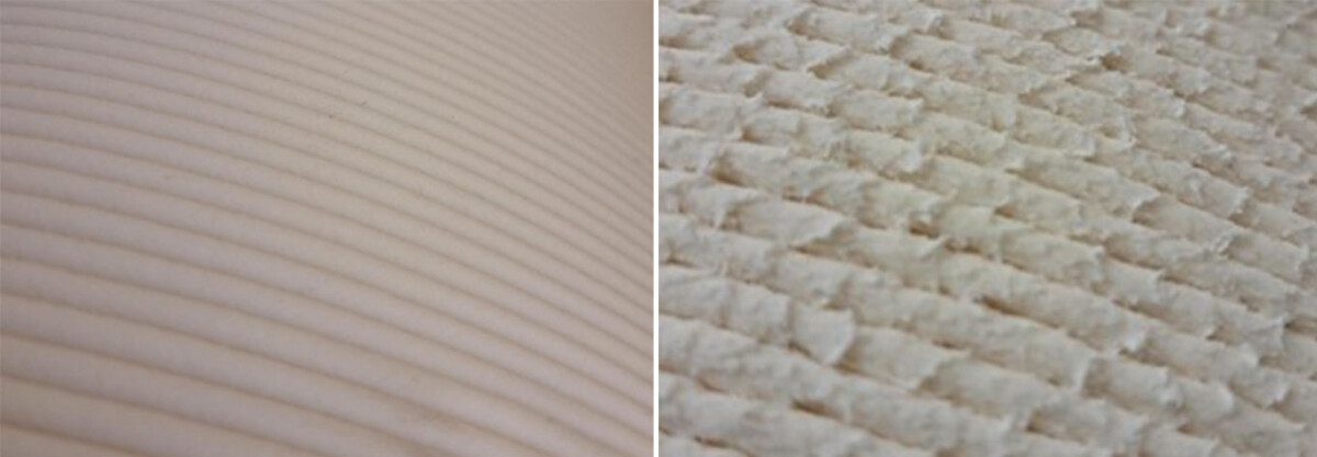 Figure 4 shows the differences in surface quality between two nozzle sizes and wall thickness.