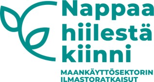 Logo tekstillä Nappaahiilestä kiinni - maankäyttösektorin ilmastoratkaisut.