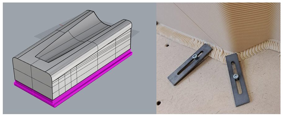 Picture shows the Raiser part in design and in the printed parts. 