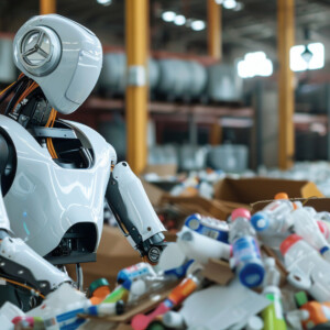Robotti lajittelemassa jätteitä.