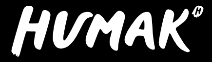 Humakin mustavalkoinen logo.
