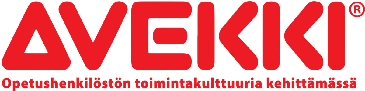 Logo, jossa lihavoiduilla punaisilla kirjaimilla sana AVEKKI, yläpuolella pienemmällä suomenkielisellä tekstillä Opetushenkilöstön toimintakulttuuria kehittämässä.