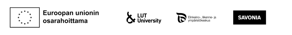 Logot vasemmalta oikealle: Euroopan unioni, LUT-yliopisto, Etelä-Savon ELY-keskus ja Savonia-ammattikorkeakoulu.