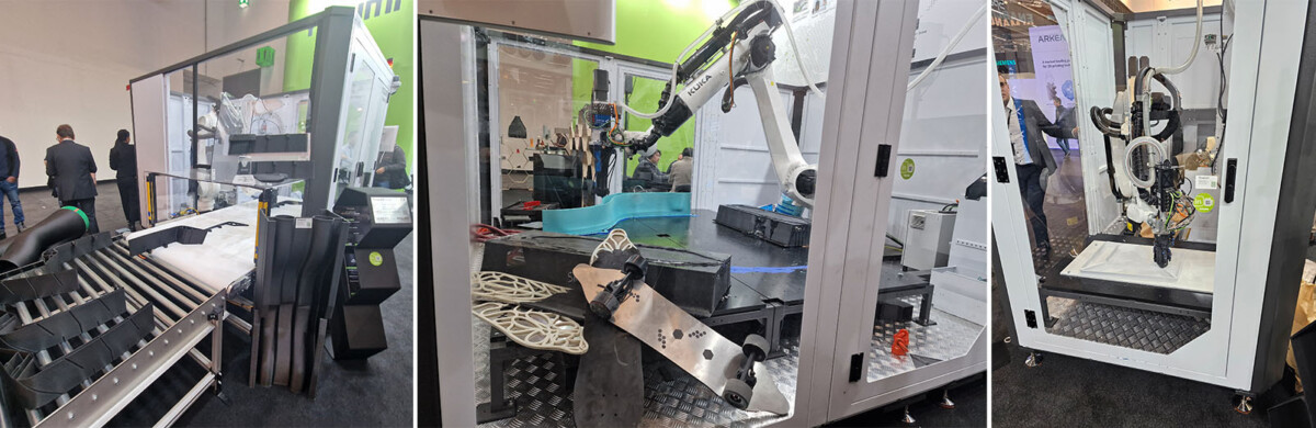 Kolme kuvaa Yizumin 3D-tulostusrobottisoluista.