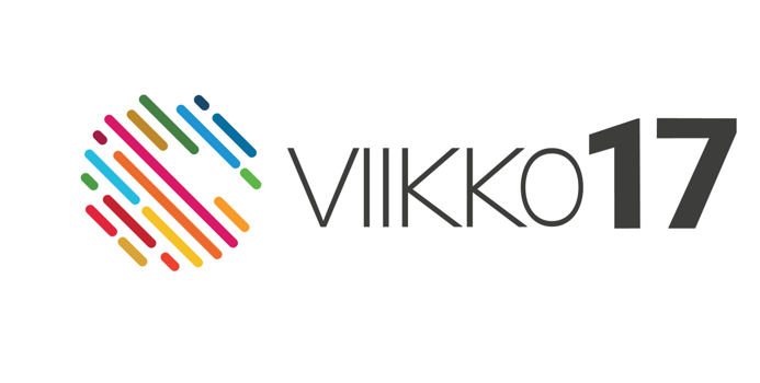 Logo, jossa on värikkäitä diagonaaliviivoja, jotka muodostavat vasemmalla puolella osittaisen ympyrän, tekstin VIIKKO17 vieressä, joka on kirjoitettu lihavoidulla, modernilla fontilla valkoisella pohjalla.