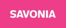 Valkoinen teksti, jossa lukee SAVONIA, on keskitetty vaaleanpunaiselle taustalle.